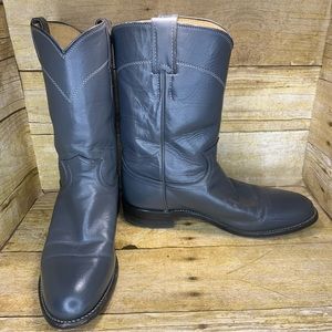 Justin Dark Gray Leather Cowboy Western Boots Womens Size 8 B Style L3056